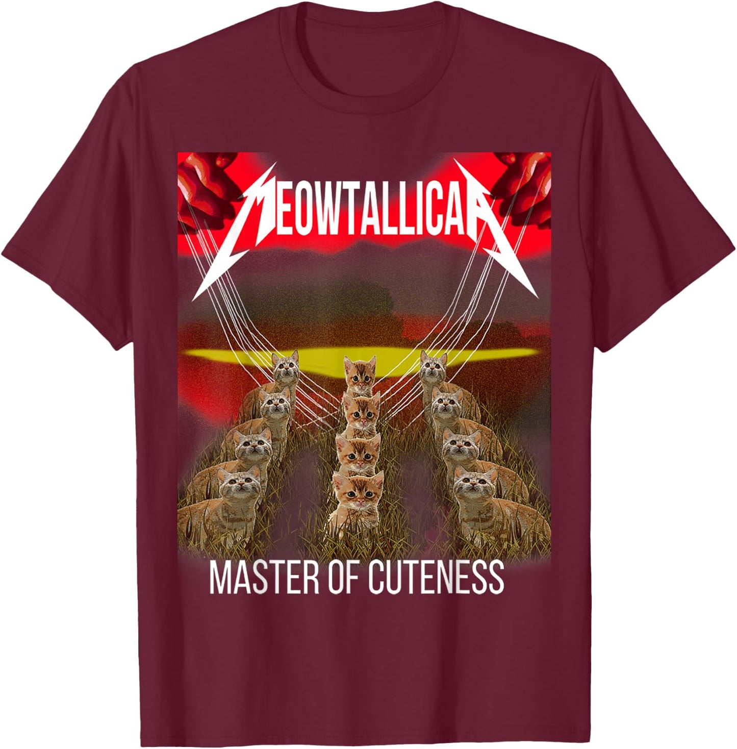 Meowtallica master of cuteness funny cat Men Women Kids T-Shirt - T-Shirt | Maroon