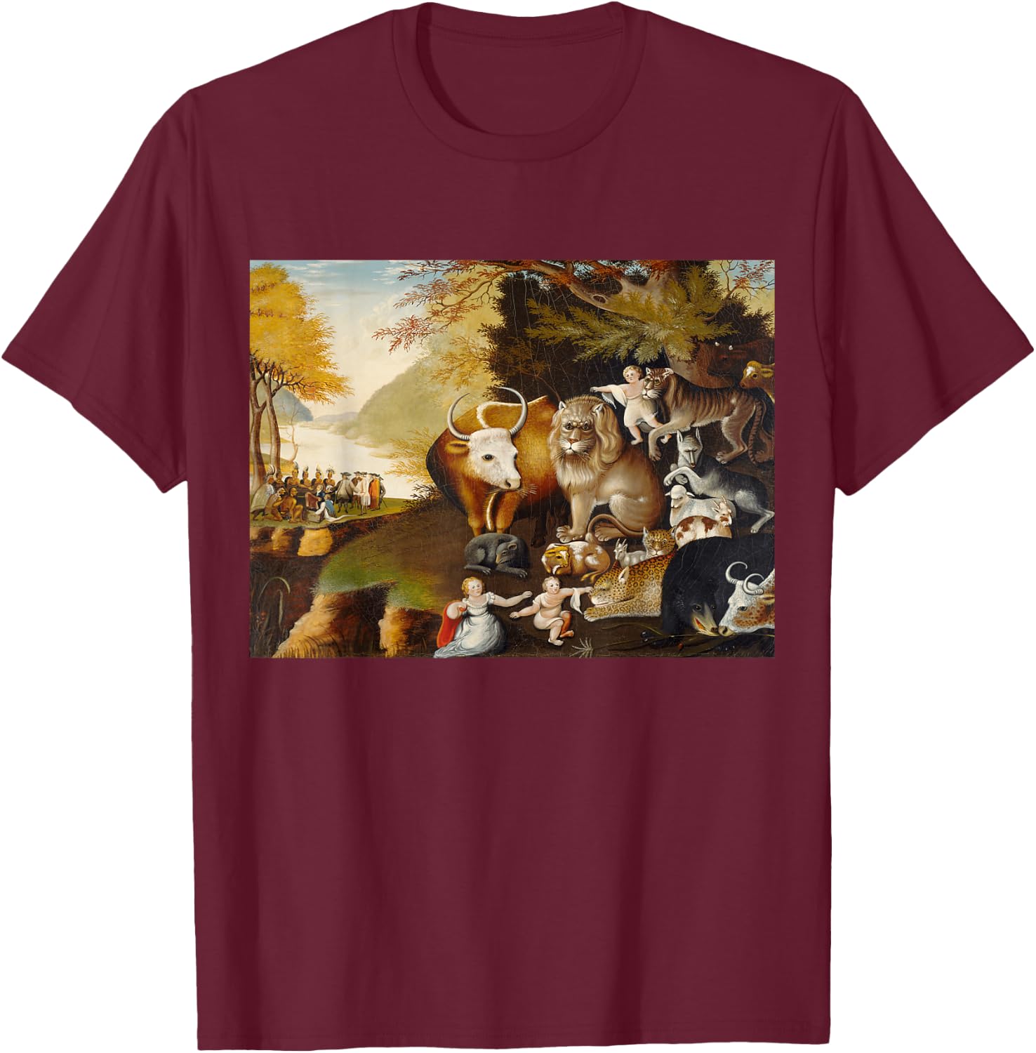 Edward Hicks's Peaceable Kingdom T-Shirt - T-Shirt | Maroon