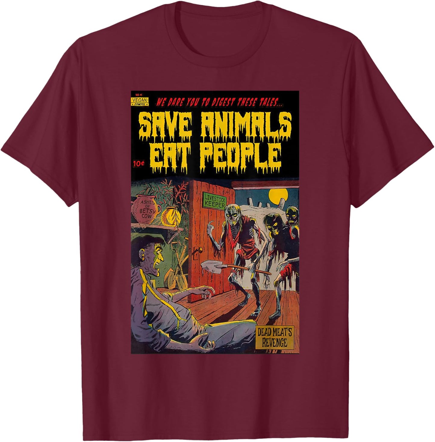 Save The Animals Eat People Vegan Animal Liberation T-Shirt - T-Shirt | Maroon