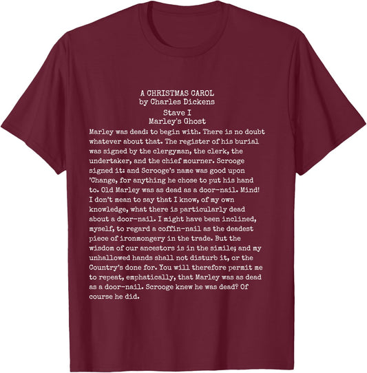A Christmas Carol Charles Dickens Book Reader Gift T-Shirt - T-Shirt | Maroon