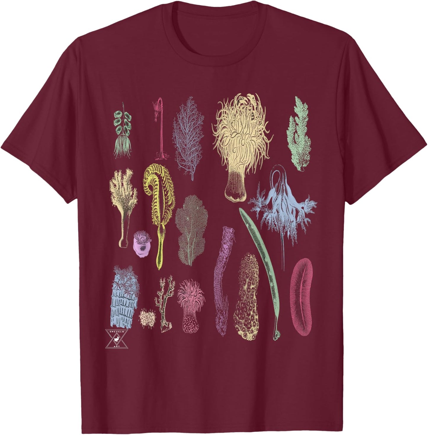 Coral Reef | Oceanography Botanical Sea Life T-Shirt - T-Shirt | Maroon