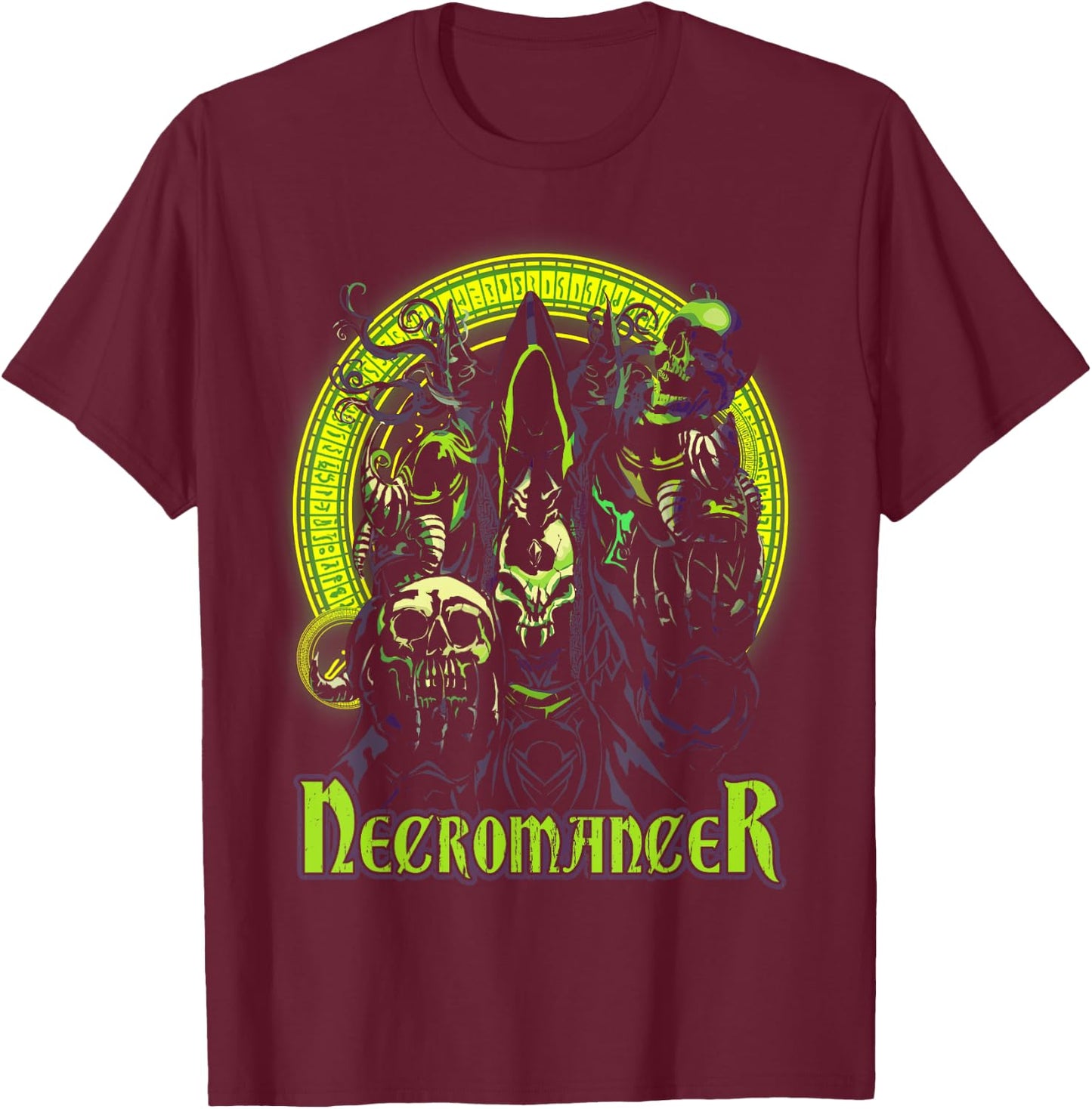 Necromancer Fantasy Magic Roleplaying Tabletop RPG Gamers T-Shirt - T-Shirt | Maroon