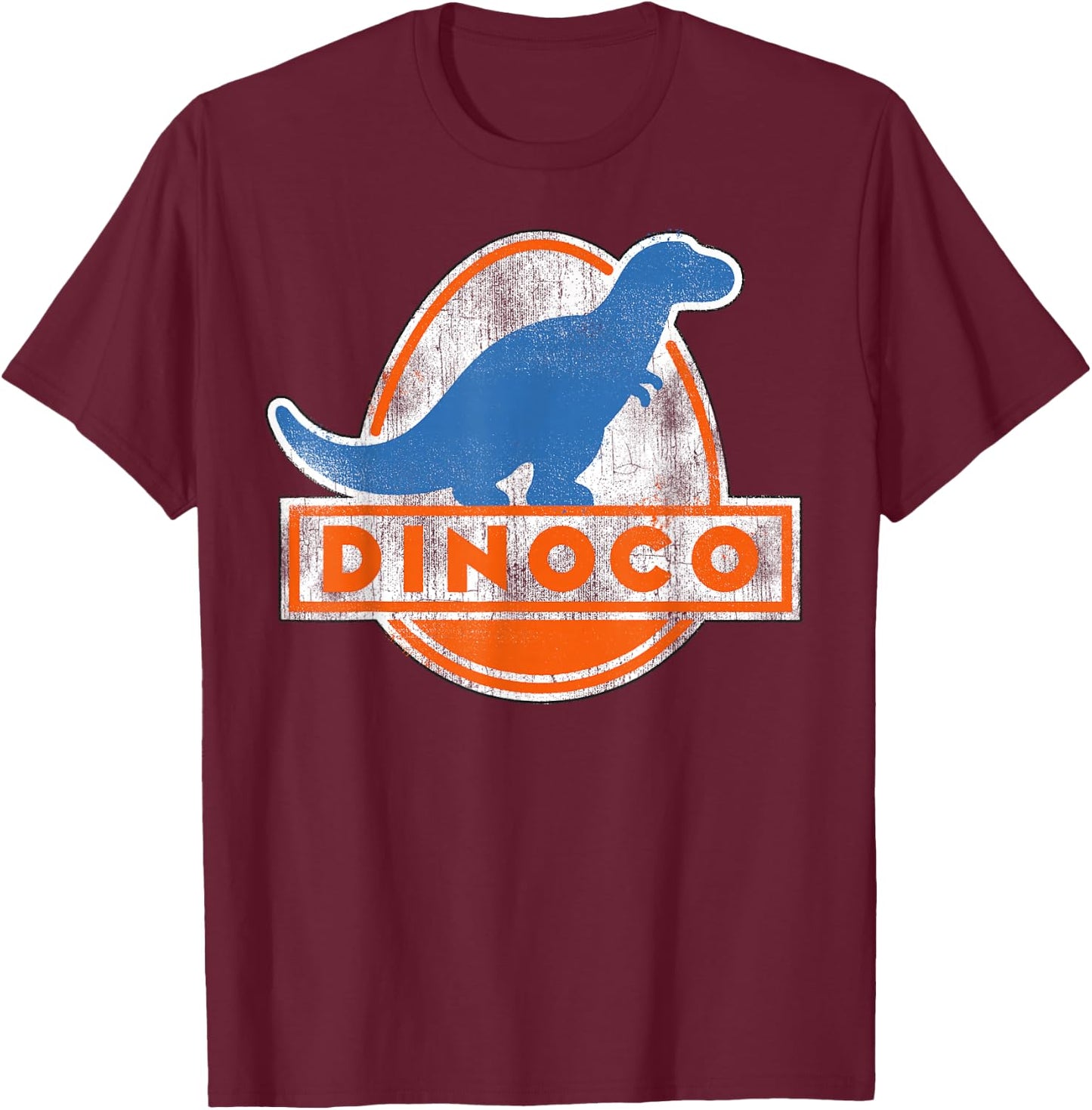 Disney Pixar Cars Iconic DINOCO Distressed Dinosaur Logo T-Shirt - T-Shirt | Maroon