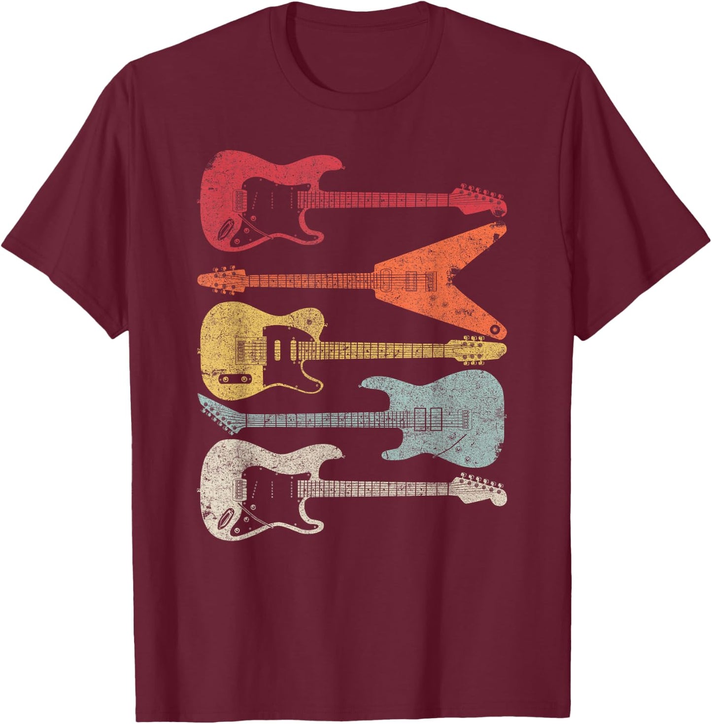 Guitar Shirt. Retro Style Gift Guitarist T-Shirt - T-Shirt | Maroon