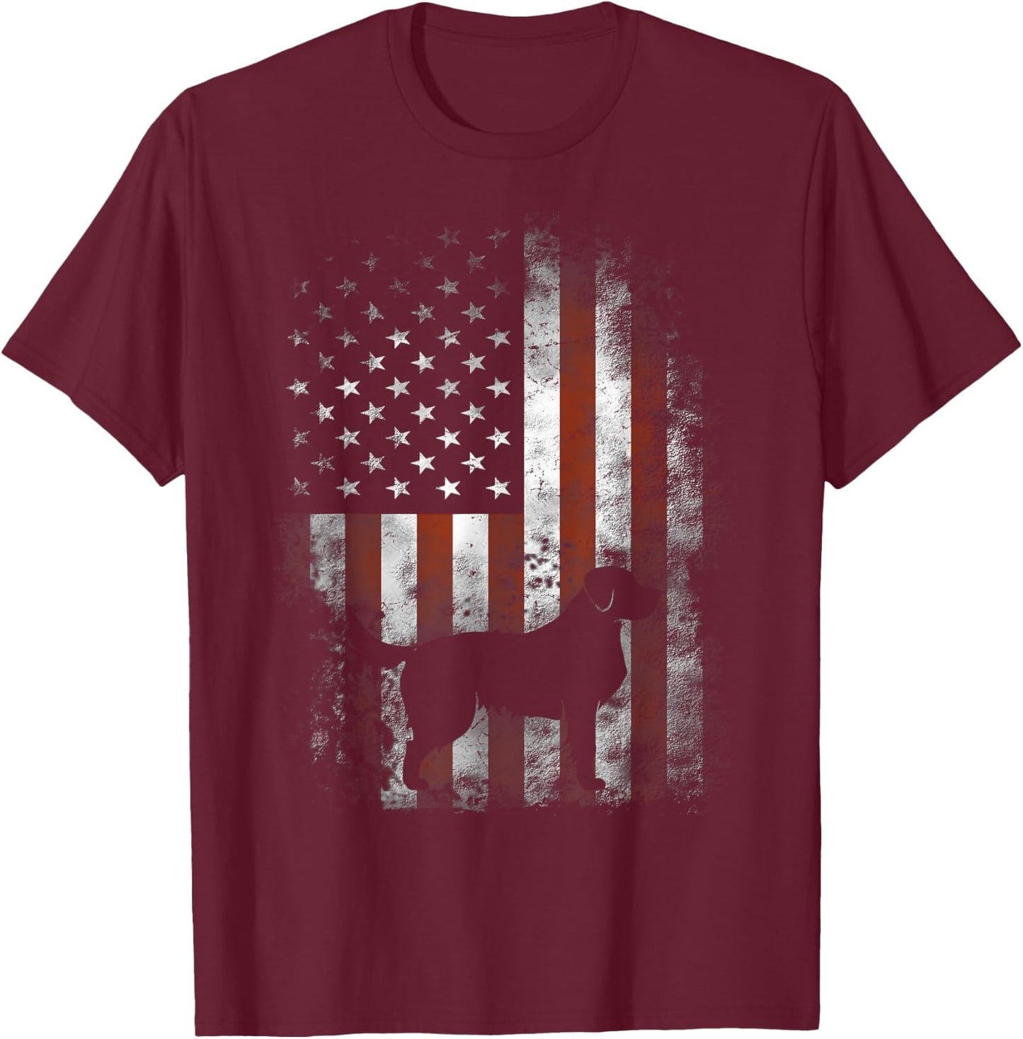 Golden Retriever American Flag Patriotic 4th Of July Kids Men T-Shirt - T-Shirt | Maroon