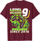 9th Birthday Boy Level 9 Gamer 9 Year Video Game Party T-Shirt - T-Shirt | Maroon
