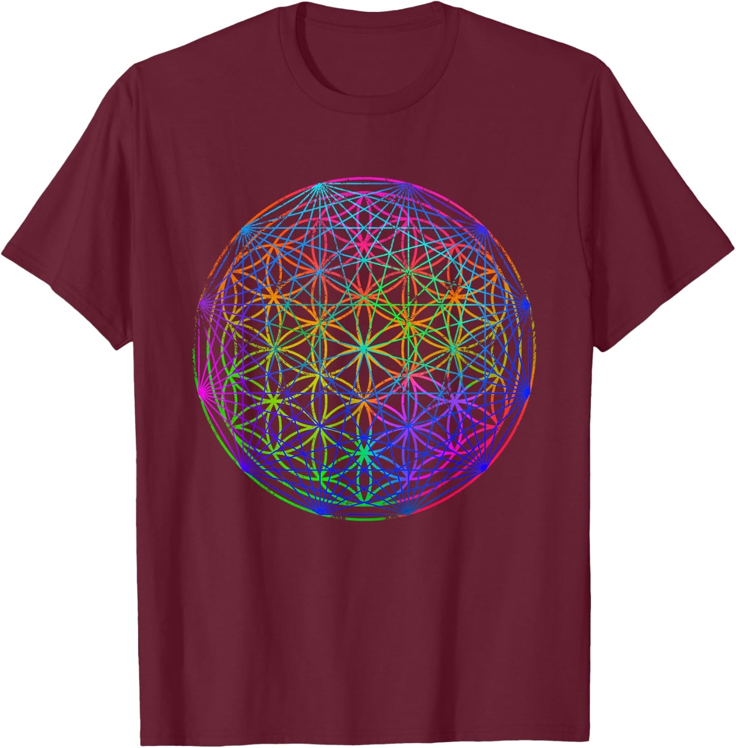 Geometric Chakra - Psychedelic Sacred Geometry T-Shirt - T-Shirt | Maroon