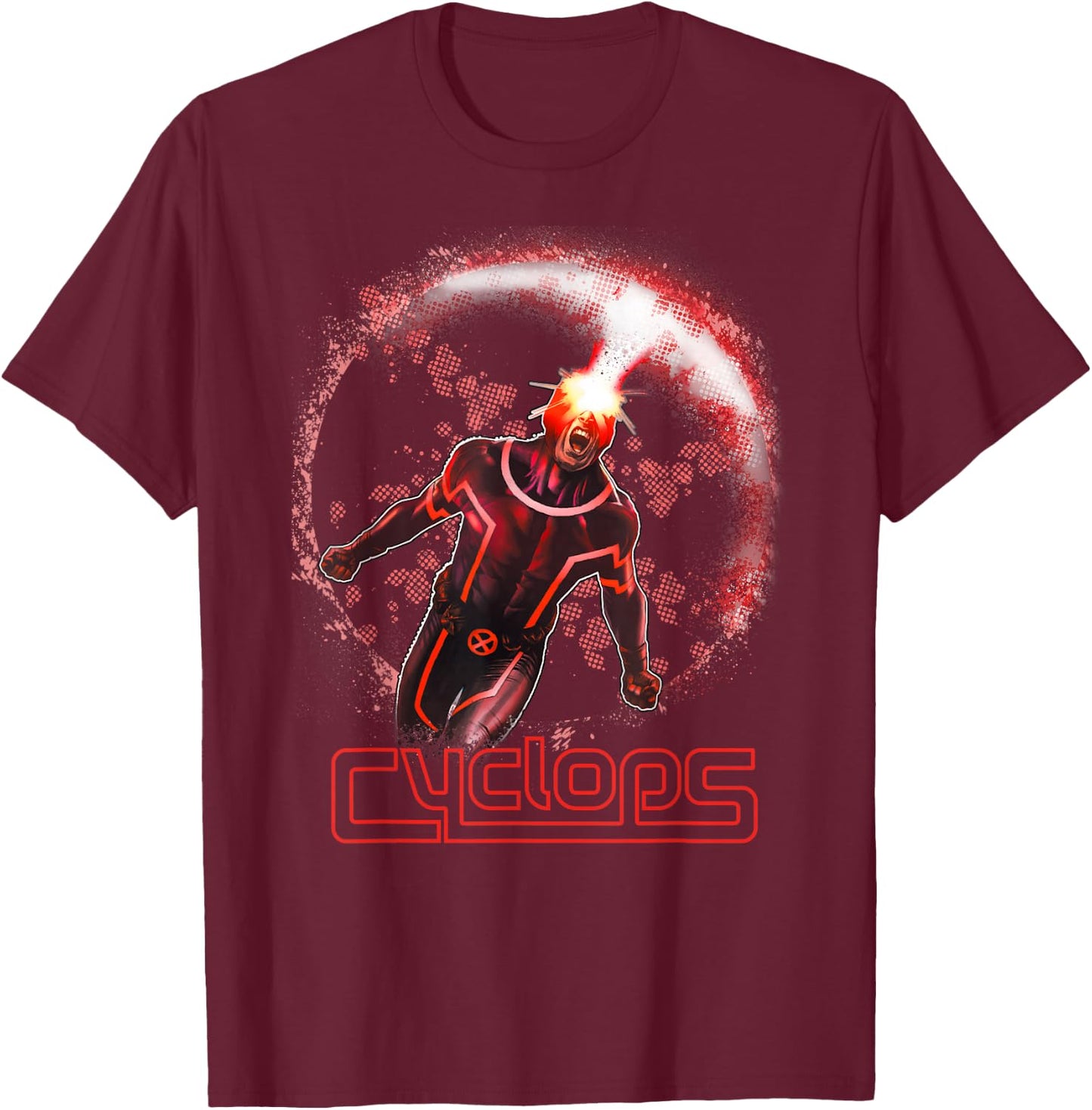 Marvel X-Men Cyclops Optic Blast Circle Graphic T-Shirt - T-Shirt | Maroon