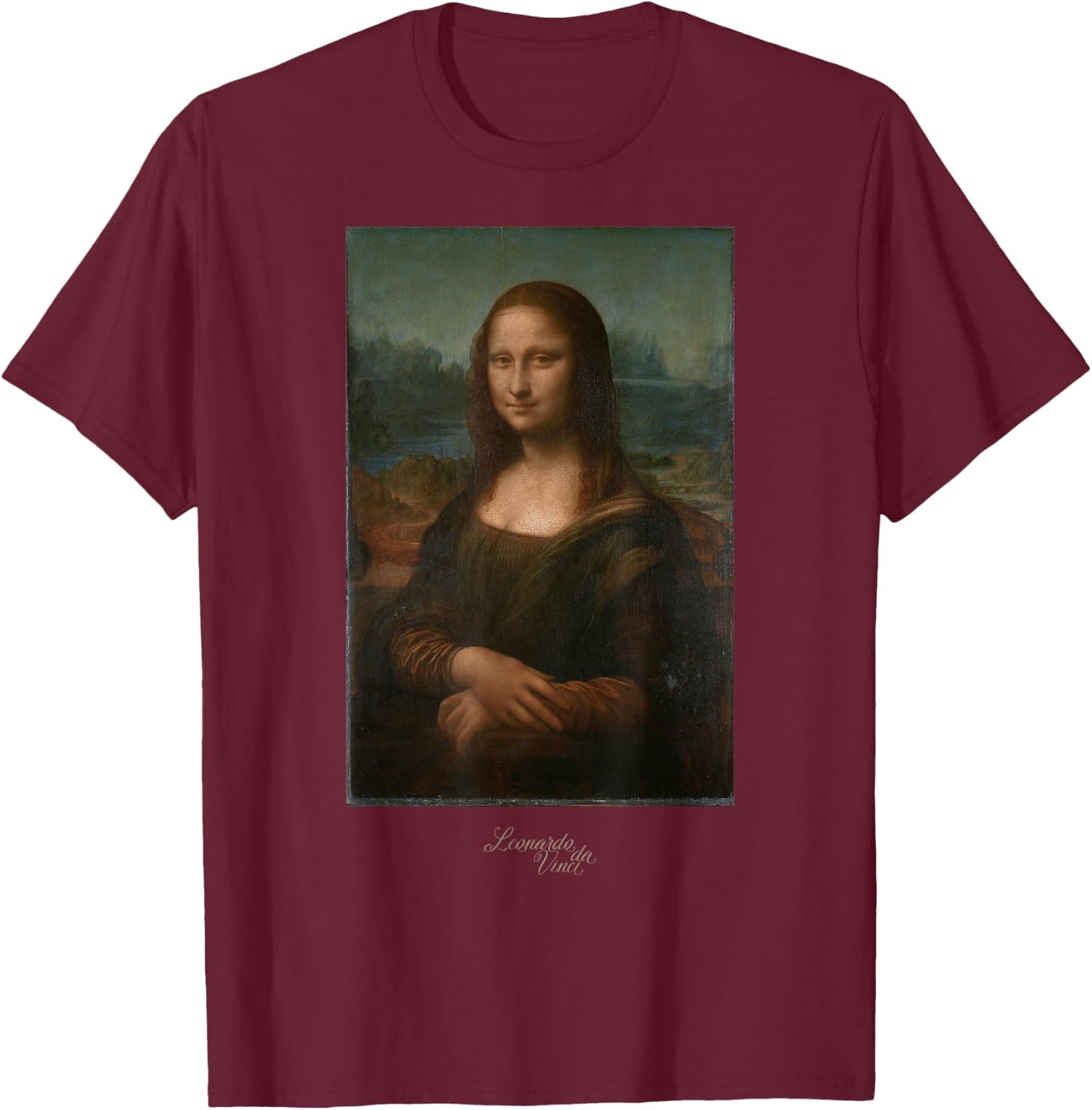 Leonardo da Vinci Mona Lisa Painting Art Teacher Gift Outfit T-Shirt - T-Shirt | Maroon