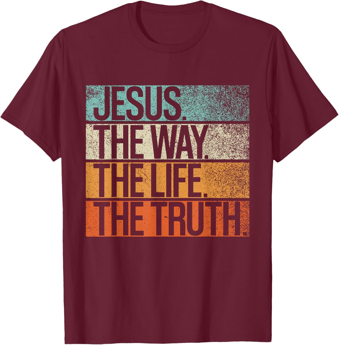 Retro Jesus, Way. Truth. Life. Vintage Christian Shirt T-Shirt - T-Shirt | Maroon
