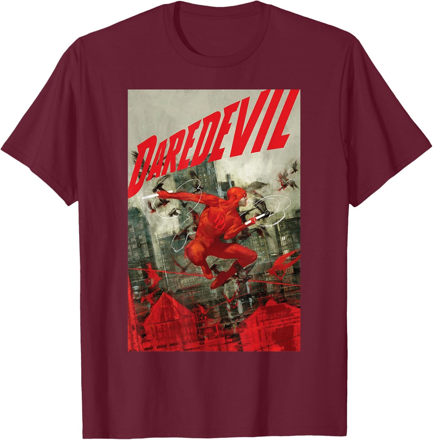 Marvel Comixology Daredevil Know Fear Comic Book Cover Small T-Shirt - T-Shirt | Maroon