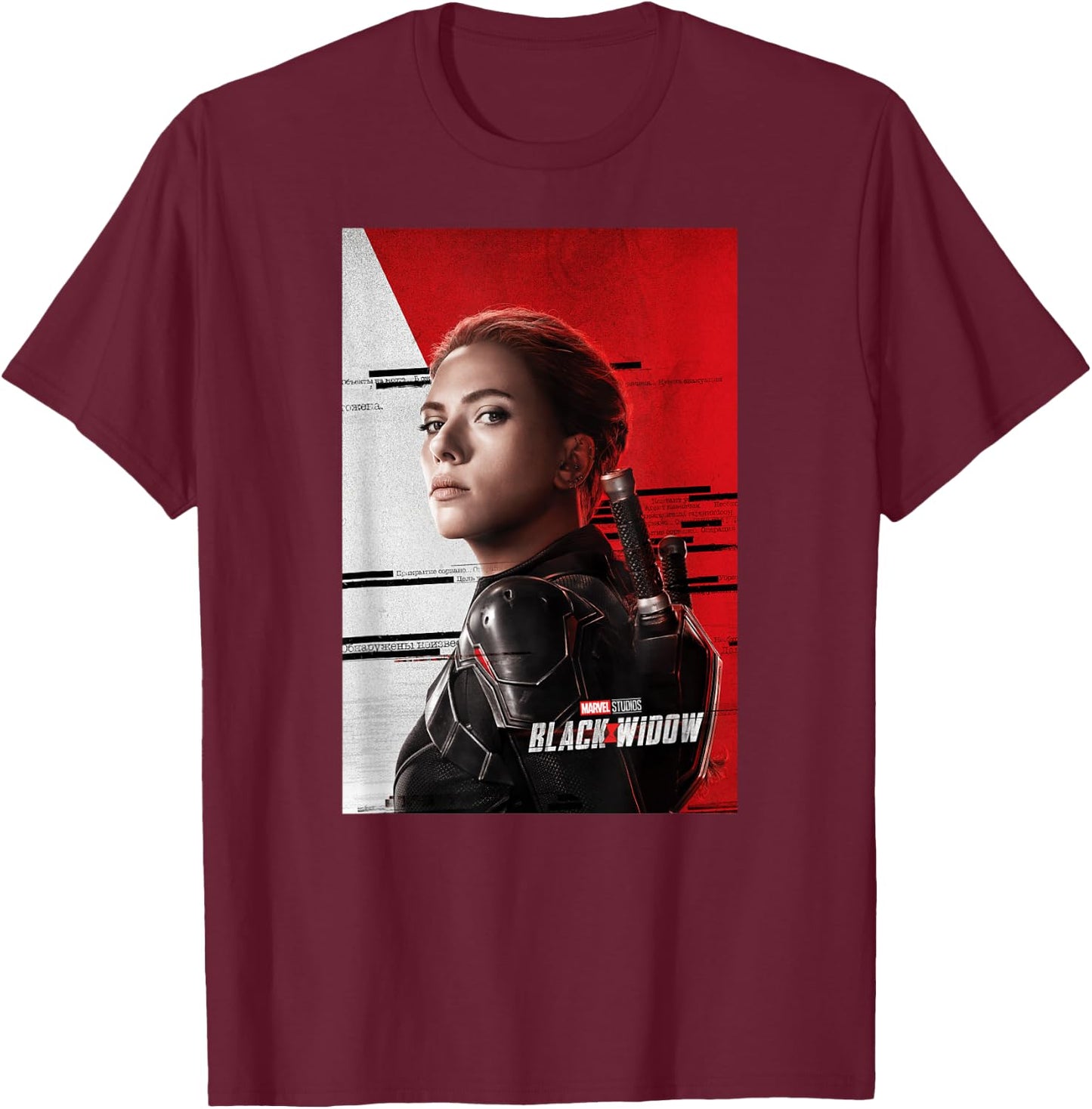 Marvel Black Widow Natasha Romanoff Teaser Movie Poster T-Shirt - T-Shirt | Maroon