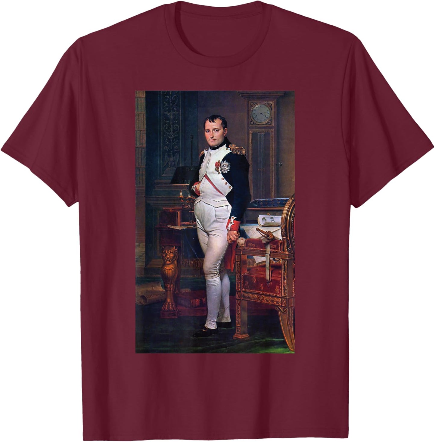 Napoleon Bonaparte Jacques-Louis David Neoclassicism Art T-Shirt - T-Shirt | Maroon