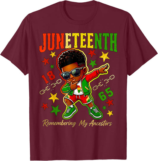 Juneteenth Remembering My Ancestors African American Boys T-Shirt - T-Shirt | Maroon