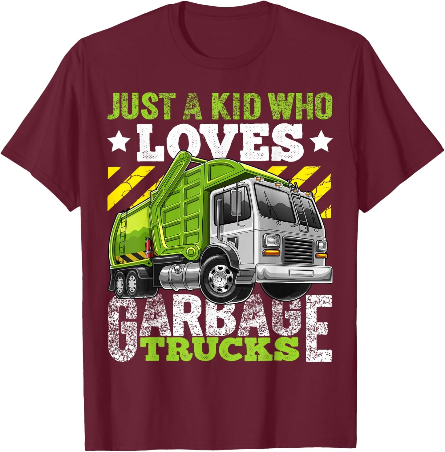 Just a Kid Who Loves Garbage Trucks Funny Gift Boys T-Shirt - T-Shirt | Maroon