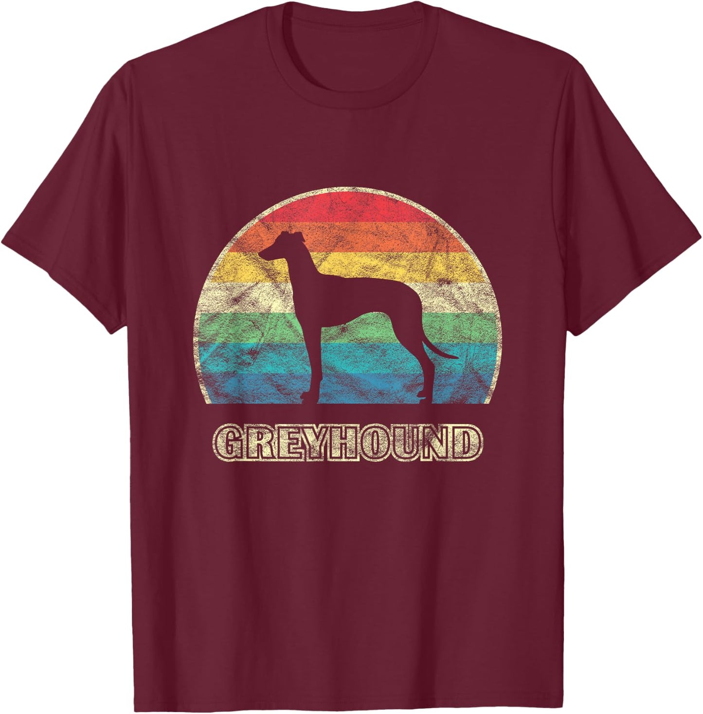 Greyhound Vintage Style Dog T-Shirt - T-Shirt | Maroon