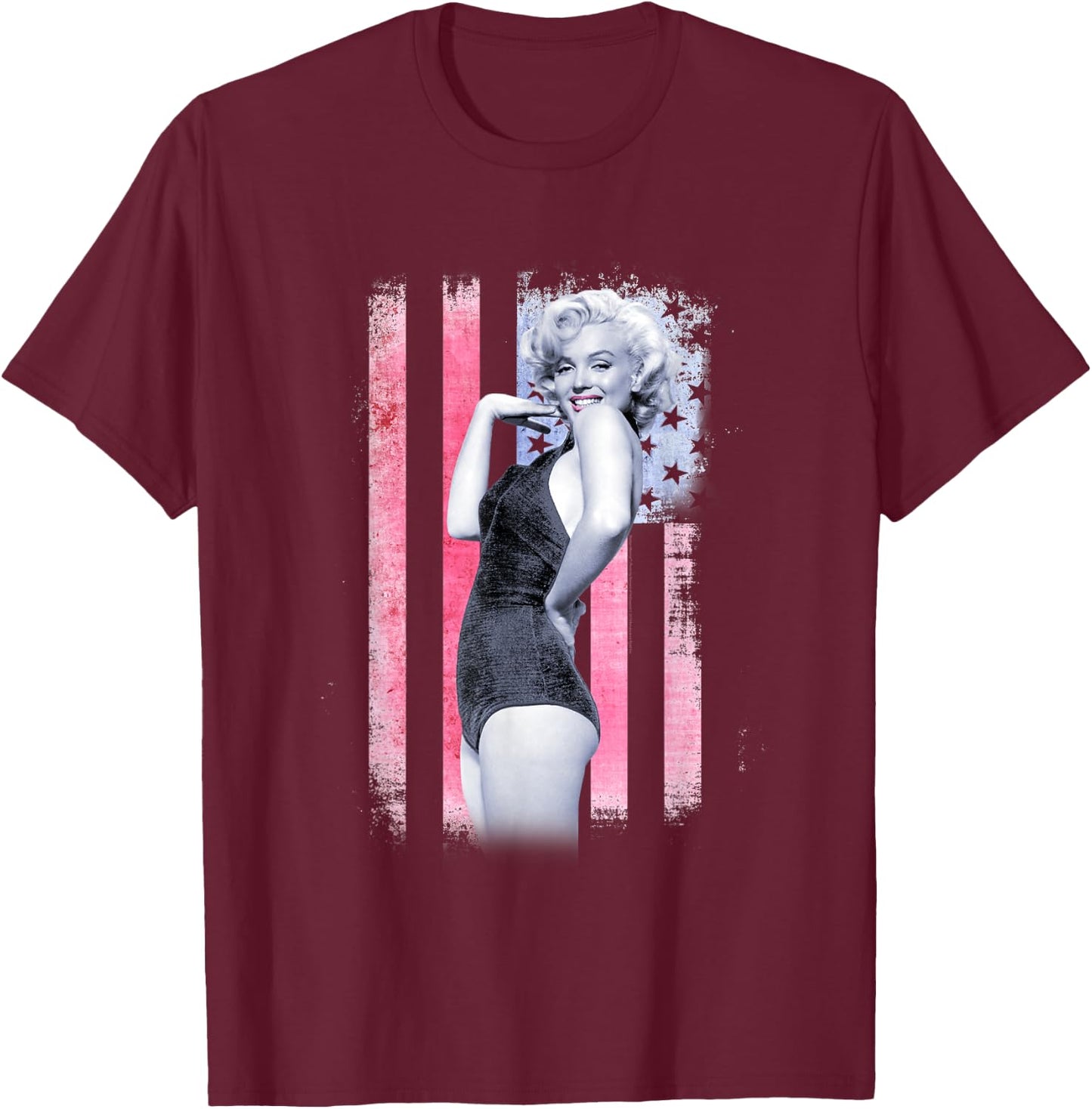 Marilyn Monroe USA Bathing Suit Pose T-Shirt - T-Shirt | Maroon