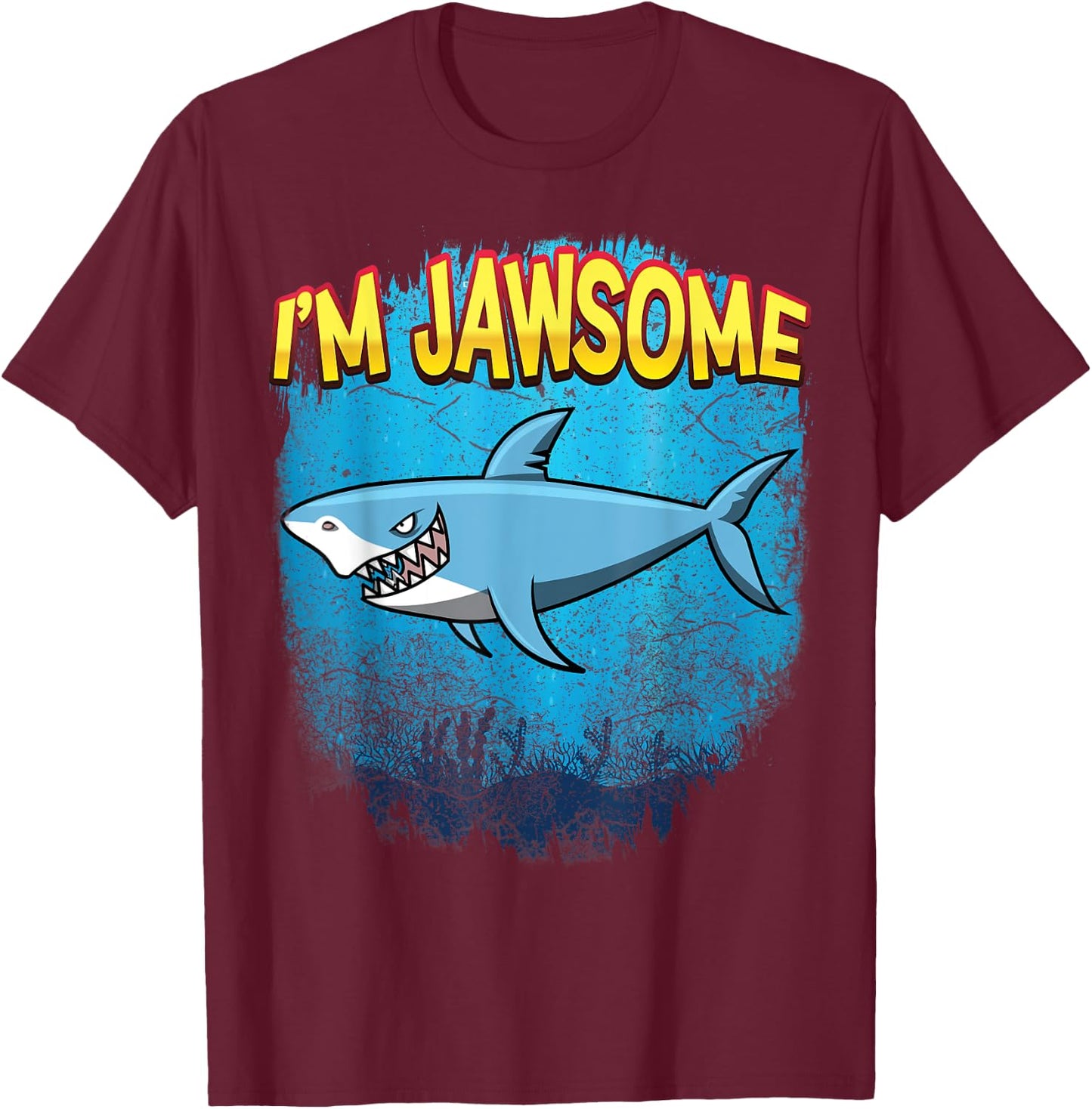 Great White Shark For Kids, I'm Jawsome T-Shirt - T-Shirt | Maroon