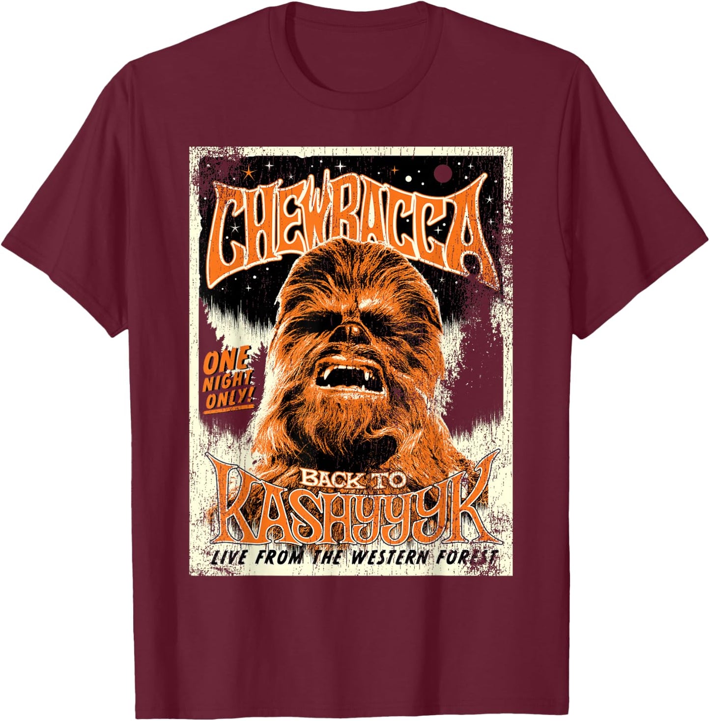 Star Wars Chewbacca Vintage Concert Back To Kashyyyk Poster T-Shirt - T-Shirt | Maroon