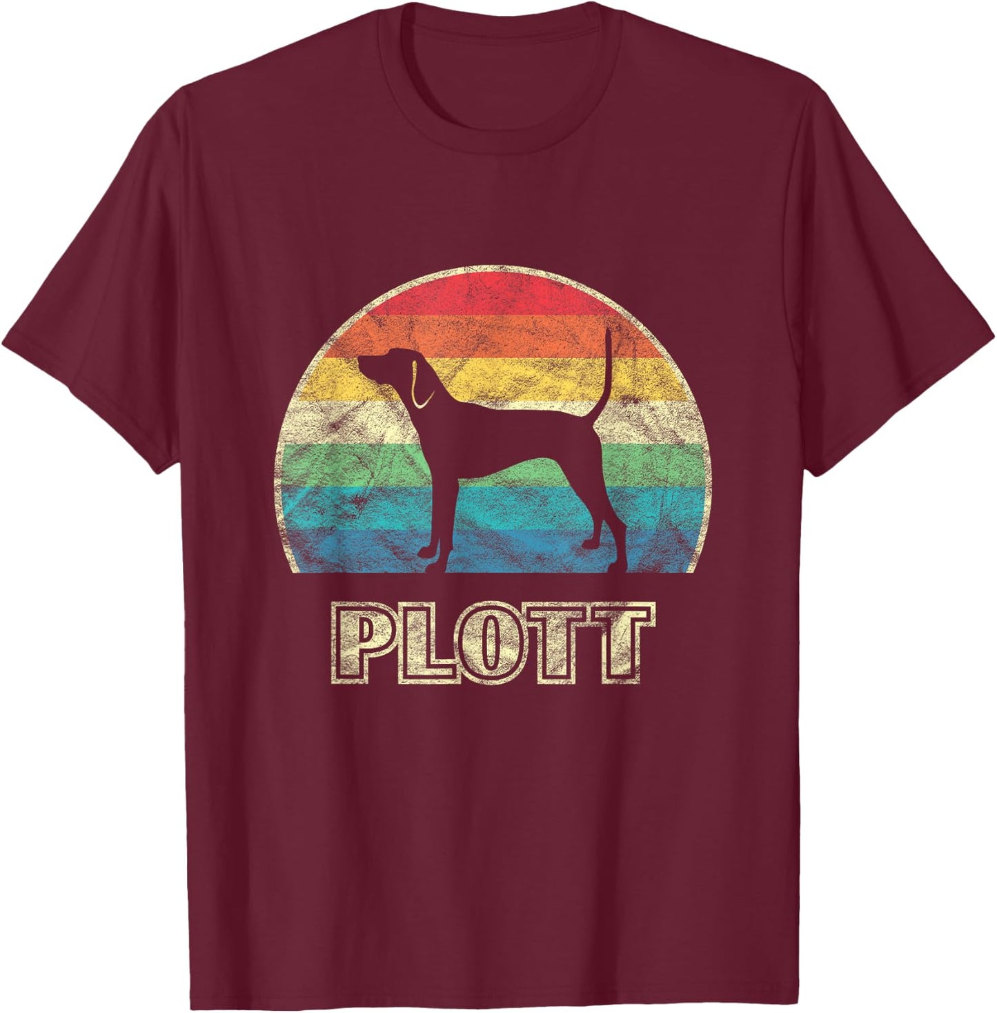 Plott Hound Vintage Style Dog T-Shirt - T-Shirt | Maroon