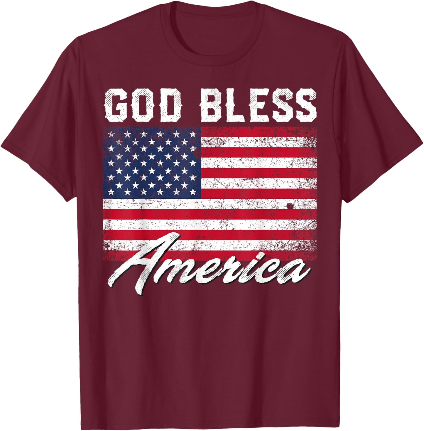 God Bless America USA Flag 4th of July Patriotic Small T-Shirt - T-Shirt | Maroon