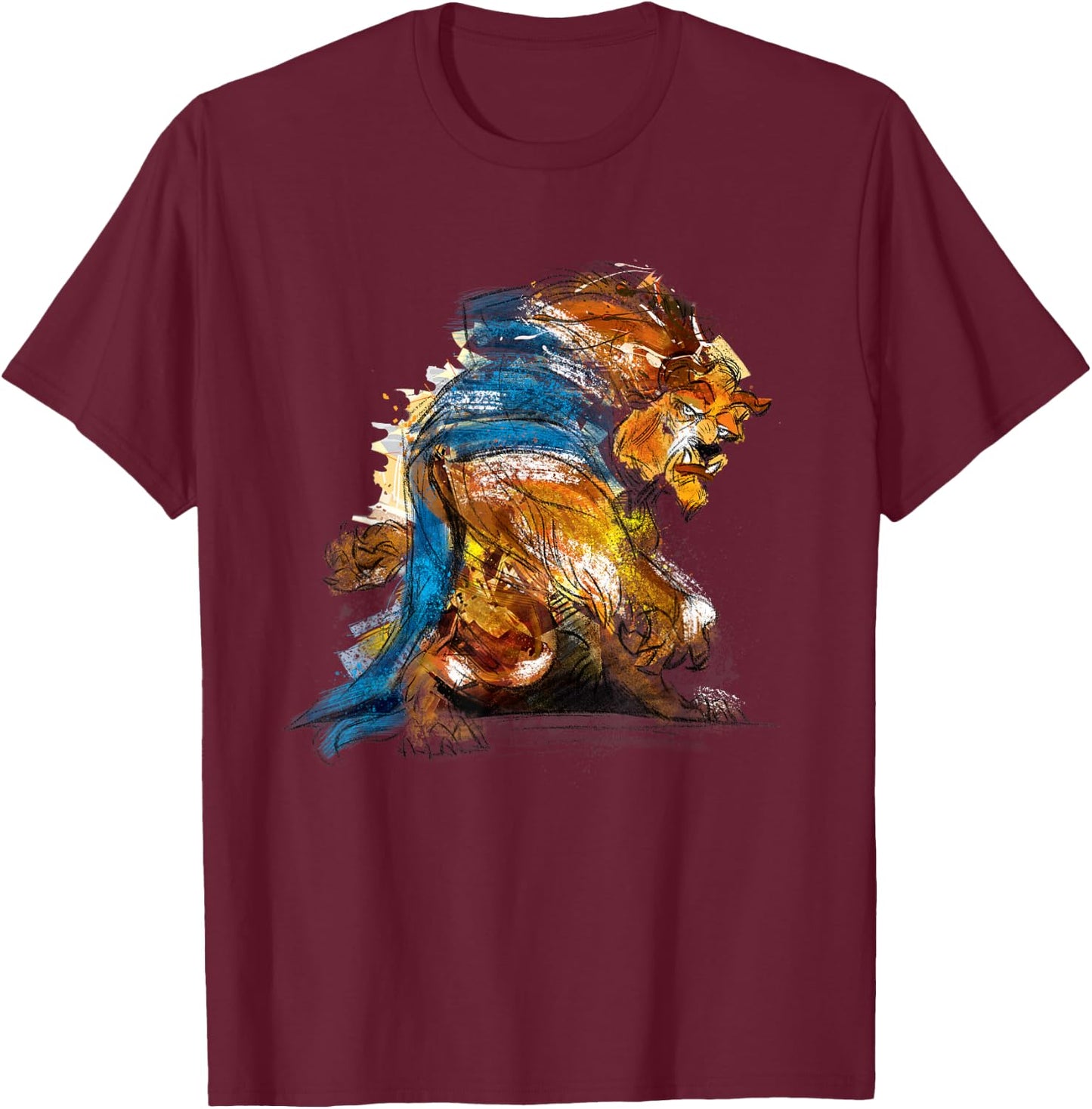 Disney Beauty and the Beast Men's T-Shirt - T-Shirt | Maroon