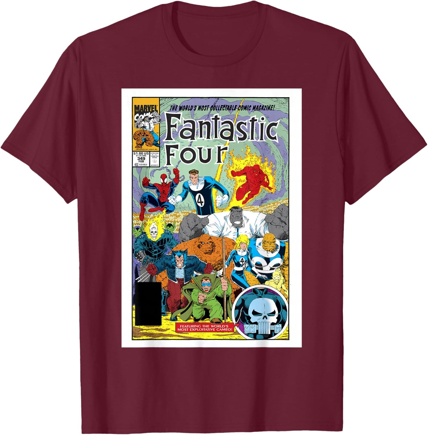 Marvel Exclusive Fantastic Four Vintage Comic Book Cover Small T-Shirt - T-Shirt | Maroon