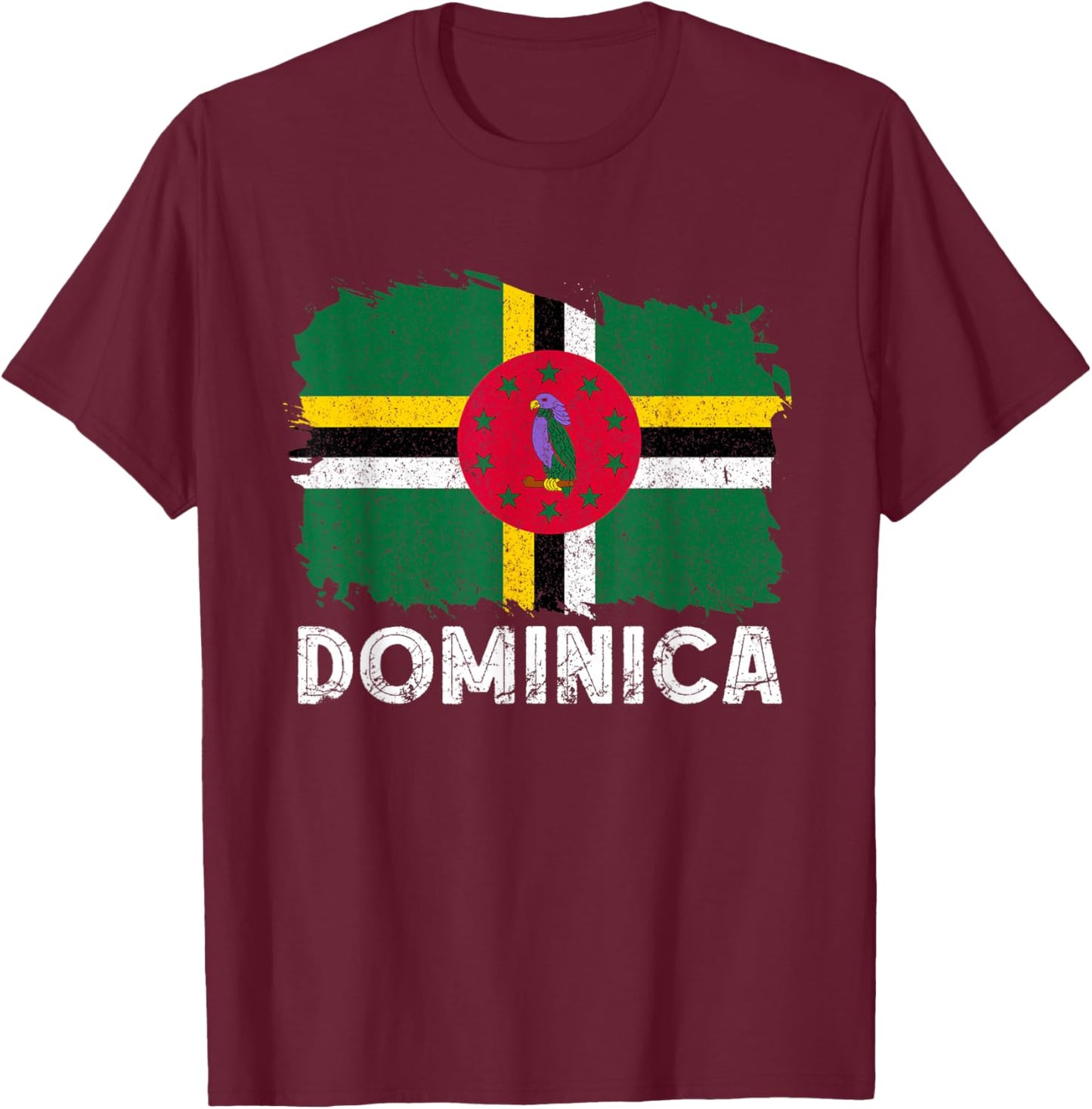 Dominica Flag Vintage Dominican Pride Dominican Roots T-Shirt - T-Shirt | Maroon
