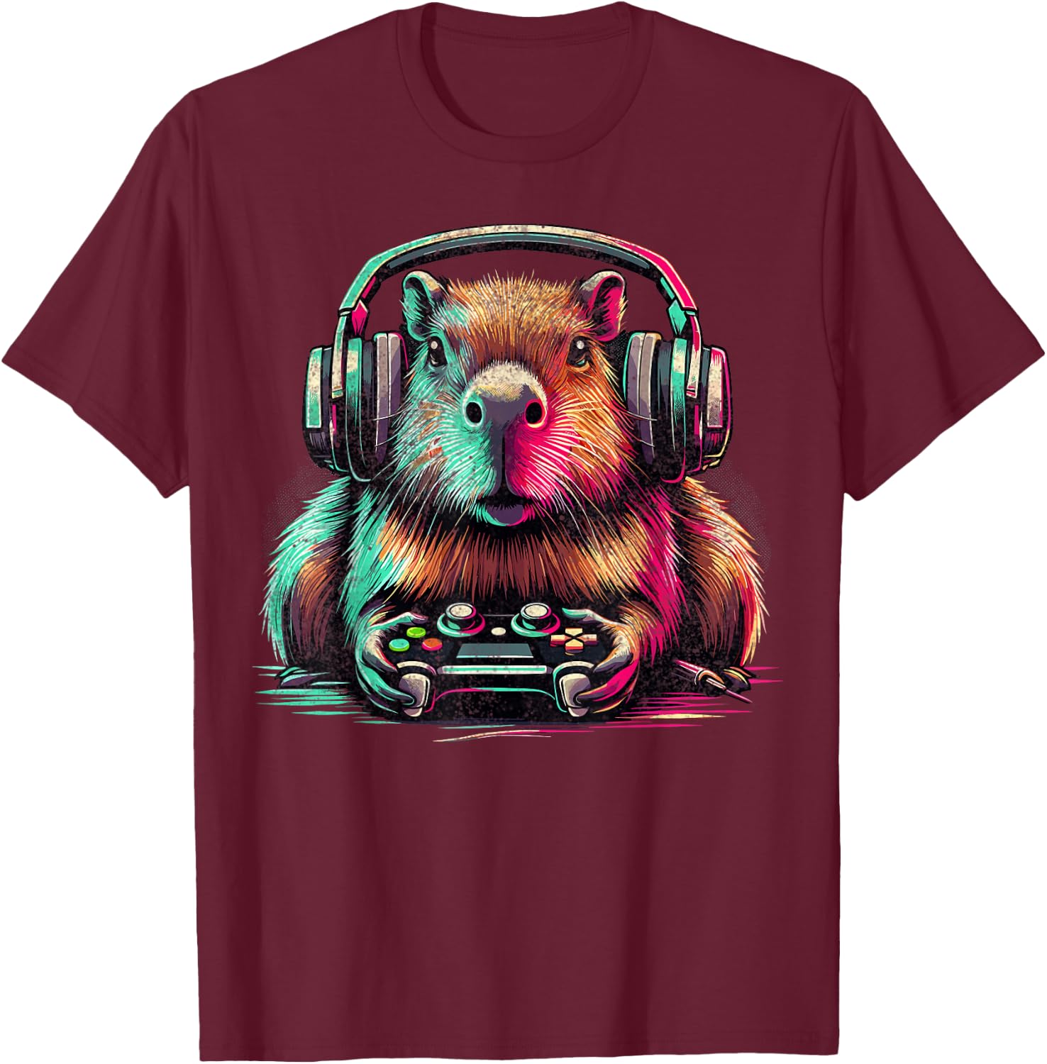Funny Capybara Lover -Kids Capybara Video Games Graphic T-Shirt - T-Shirt | Maroon