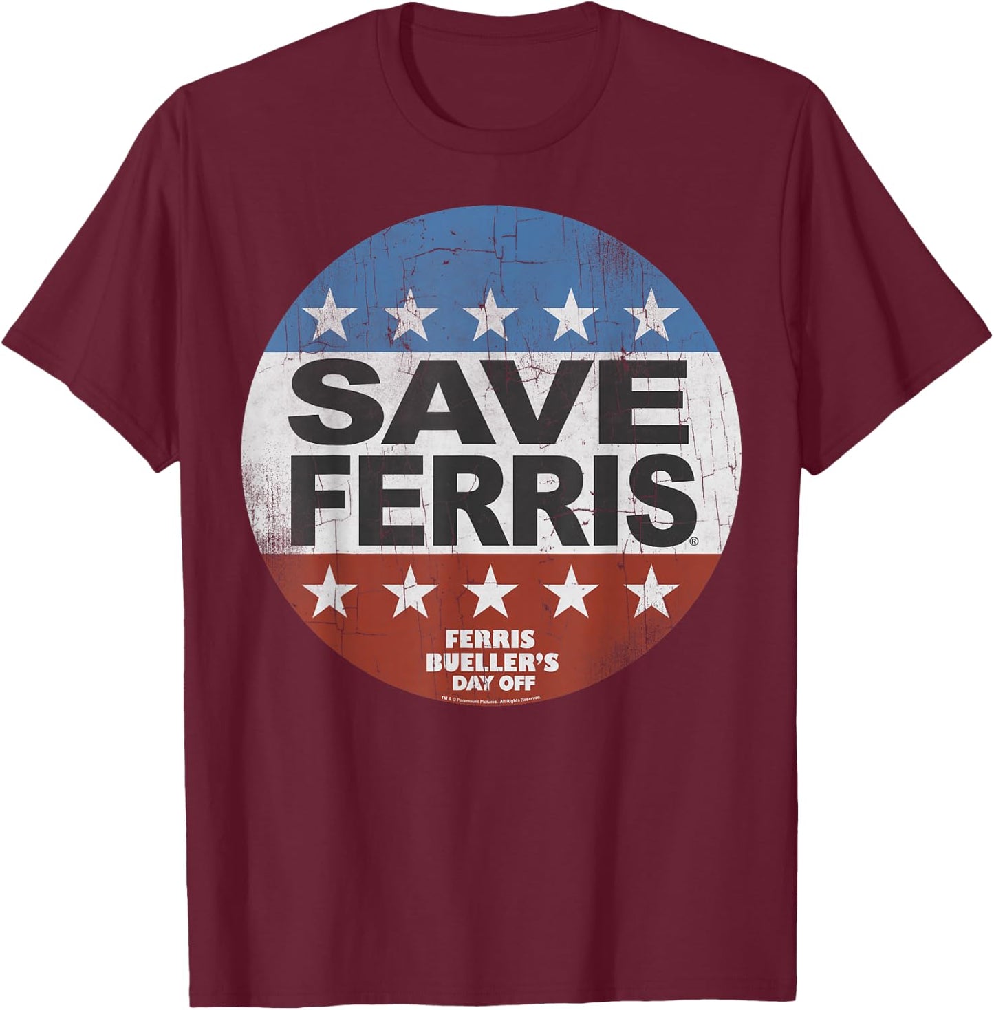 Ferris Bueller's Day Off Save Ferris Presidential Vote Logo T-Shirt - T-Shirt | Maroon