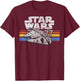 Star Wars Millennium Falcon 77 Retro Lines Logo T-Shirt - T-Shirt | Maroon