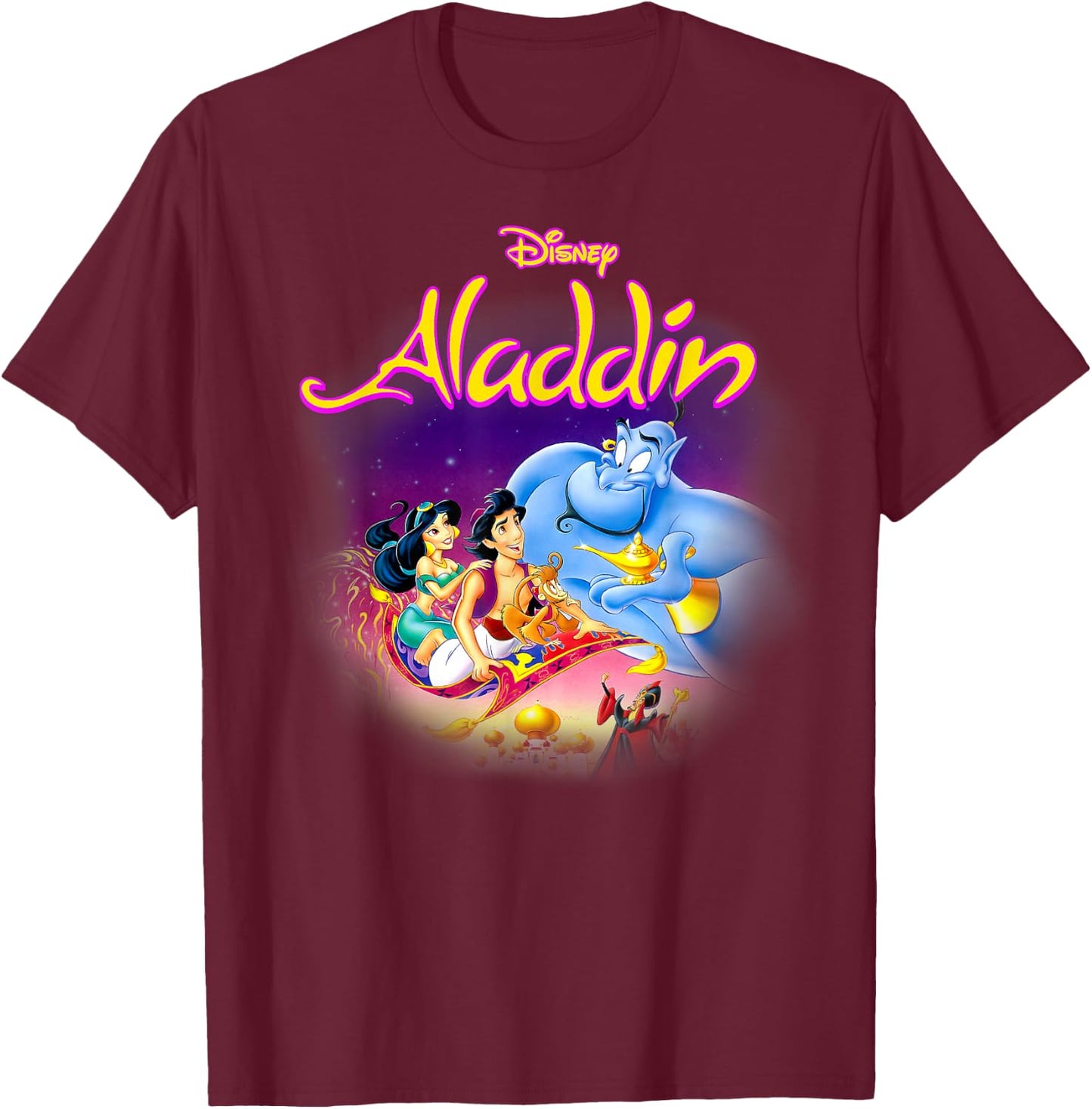 Disney Aladdin Faded Classic Movie Poster T-Shirt - T-Shirt | Maroon