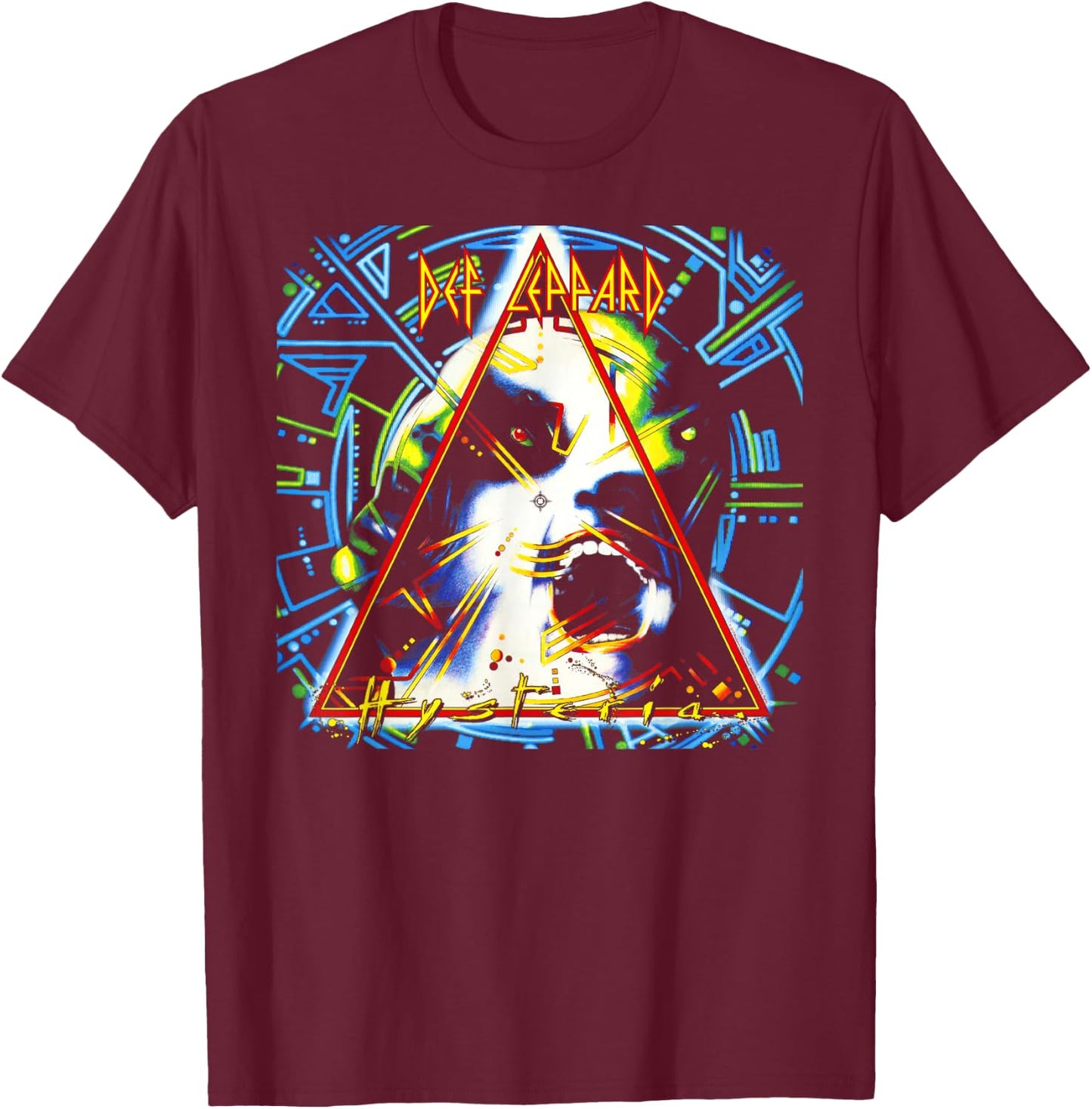 Def Leppard - Hysteria Album Short Sleeve T-Shirt - T-Shirt | Maroon