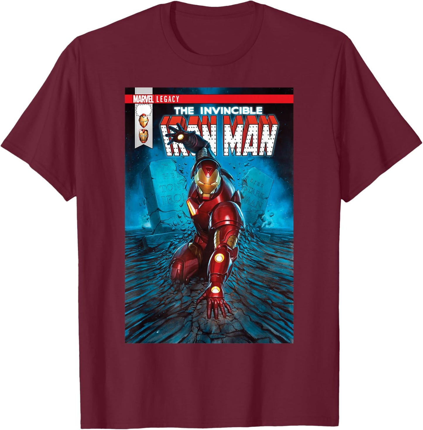 Marvel Iron Man Shock Legacy Comic Cover Graphic T-Shirt - T-Shirt | Maroon