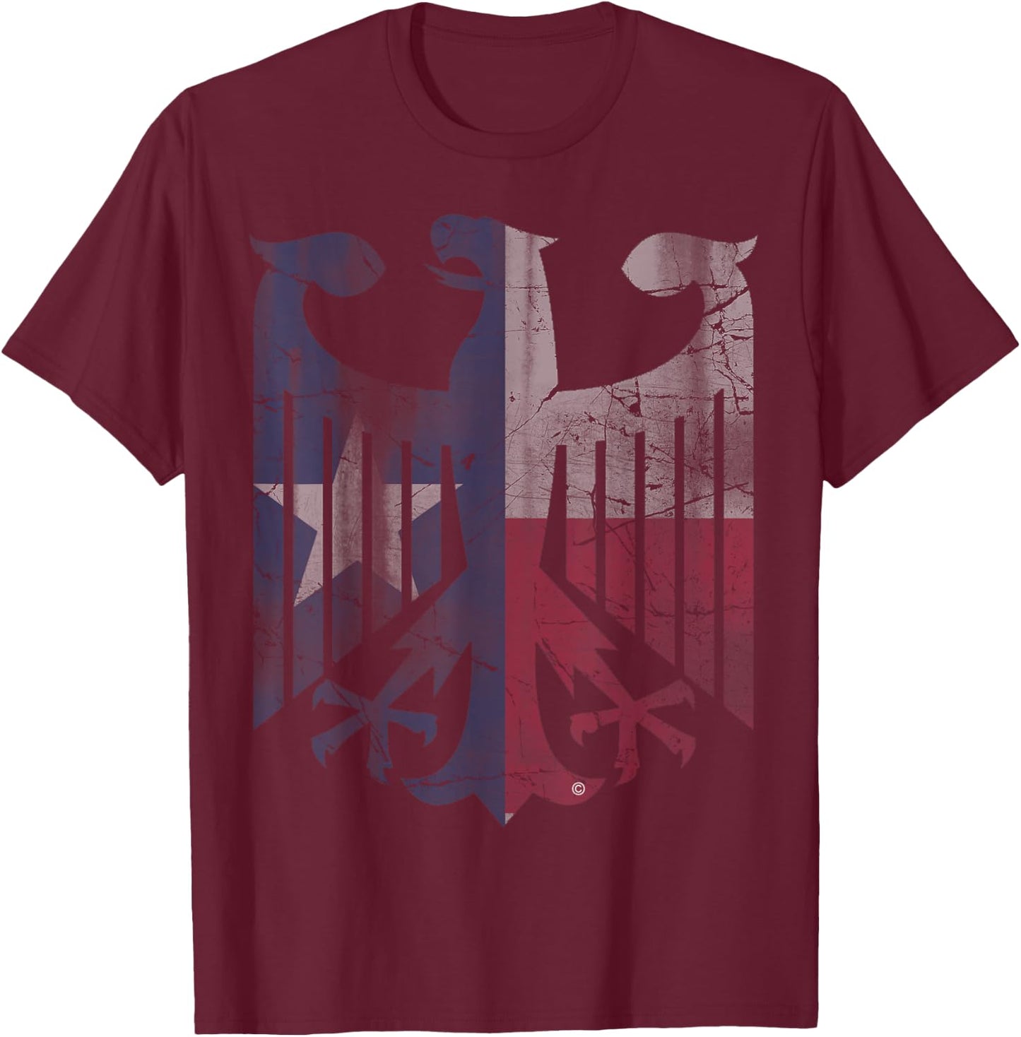 Texas Flag German American Germany Eagle Texan Deutschland T-Shirt - T-Shirt | Maroon