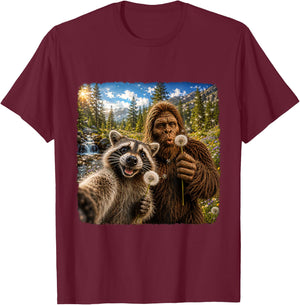 Funny Sasquatch Raccoon Dandelion Nature Lover Graphic T-Shirt - T-Shirt | Maroon