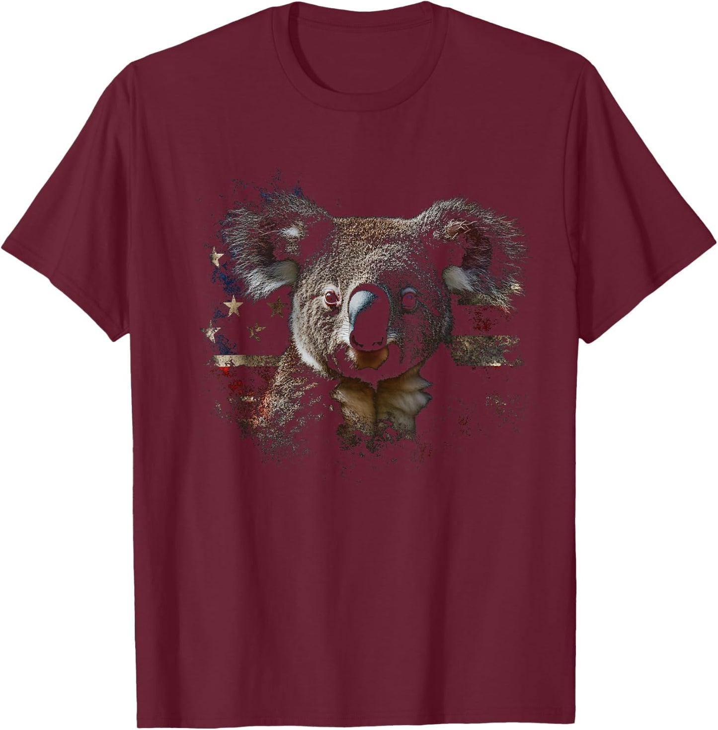 Patriotic Koala American Flag 4th of July Art T-Shirt - T-Shirt | Maroon