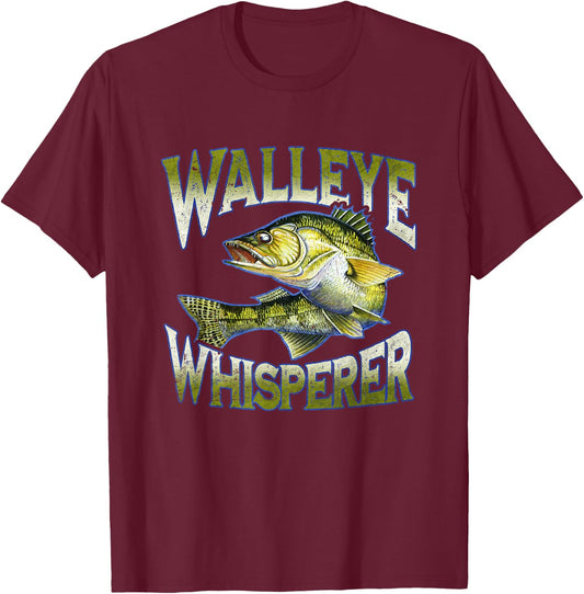 Walleye Whisperer Graphic Fishing Apparel Gift Fisherman T-Shirt - T-Shirt | Maroon