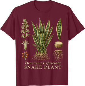 Snake Plant Botanical Anatomy Diagram Vintage Style T-Shirt - T-Shirt | Maroon