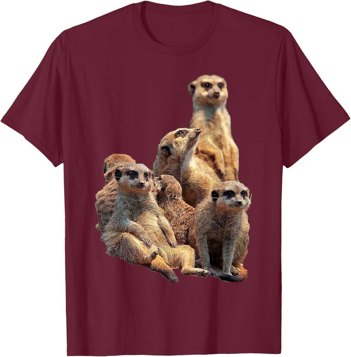 LetterTrunk Meerkat Family in the Kalahari Desert T-Shirt - T-Shirt | Maroon