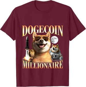 Doge Coin Millionaire - DOGE Coin To The Moon Designs T-Shirt - T-Shirt | Maroon