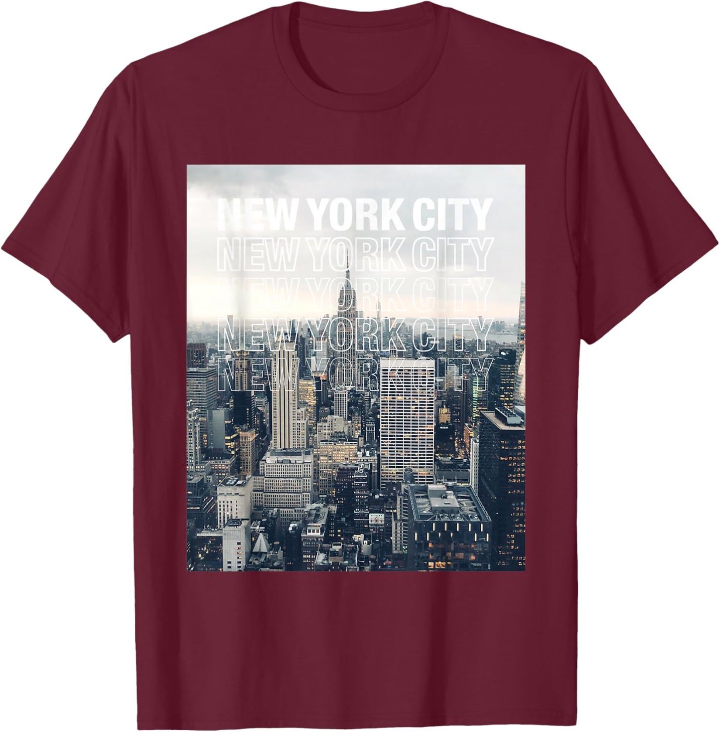 Urban New York City Shirt, New York City Skyline T-Shirt - T-Shirt | Maroon
