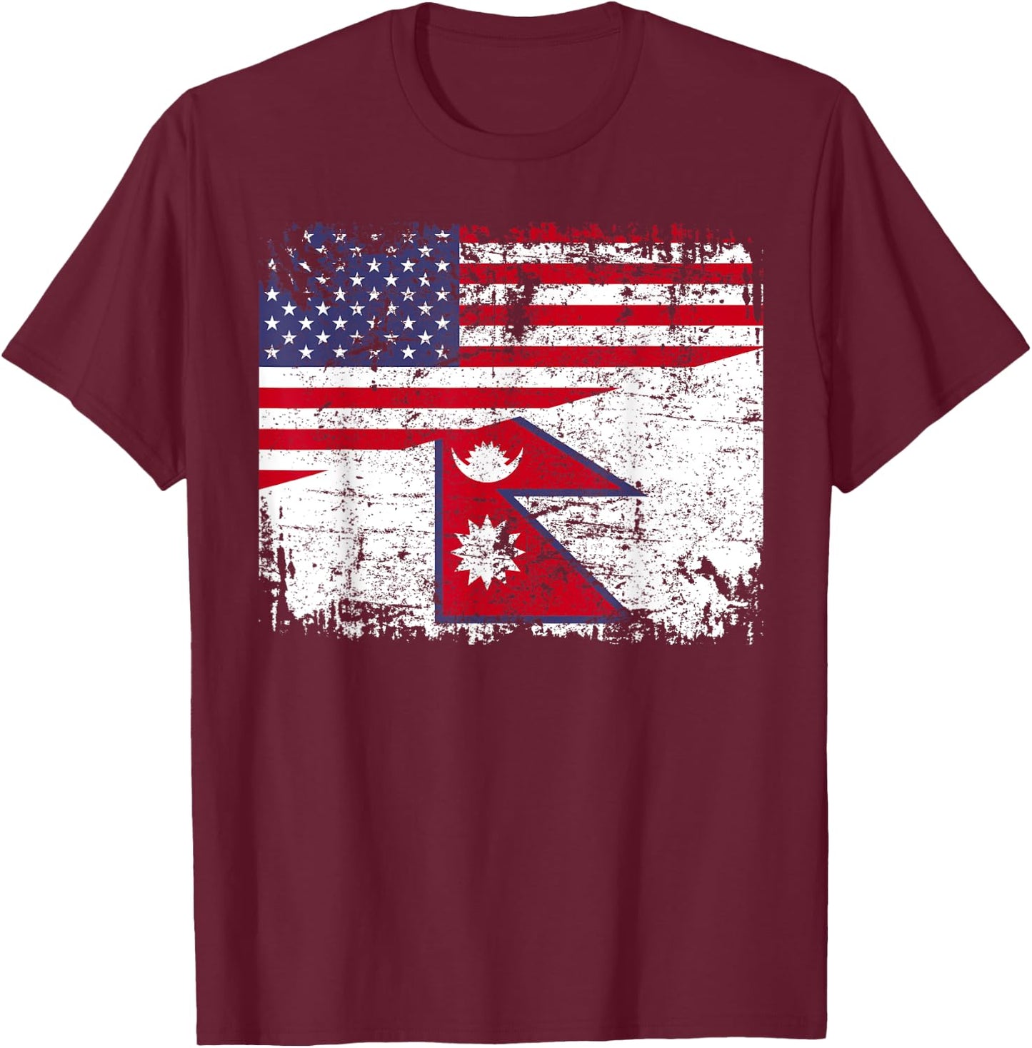NEPALESE ROOTS | Half American Flag | NEPAL Kids Men T-Shirt - T-Shirt | Maroon