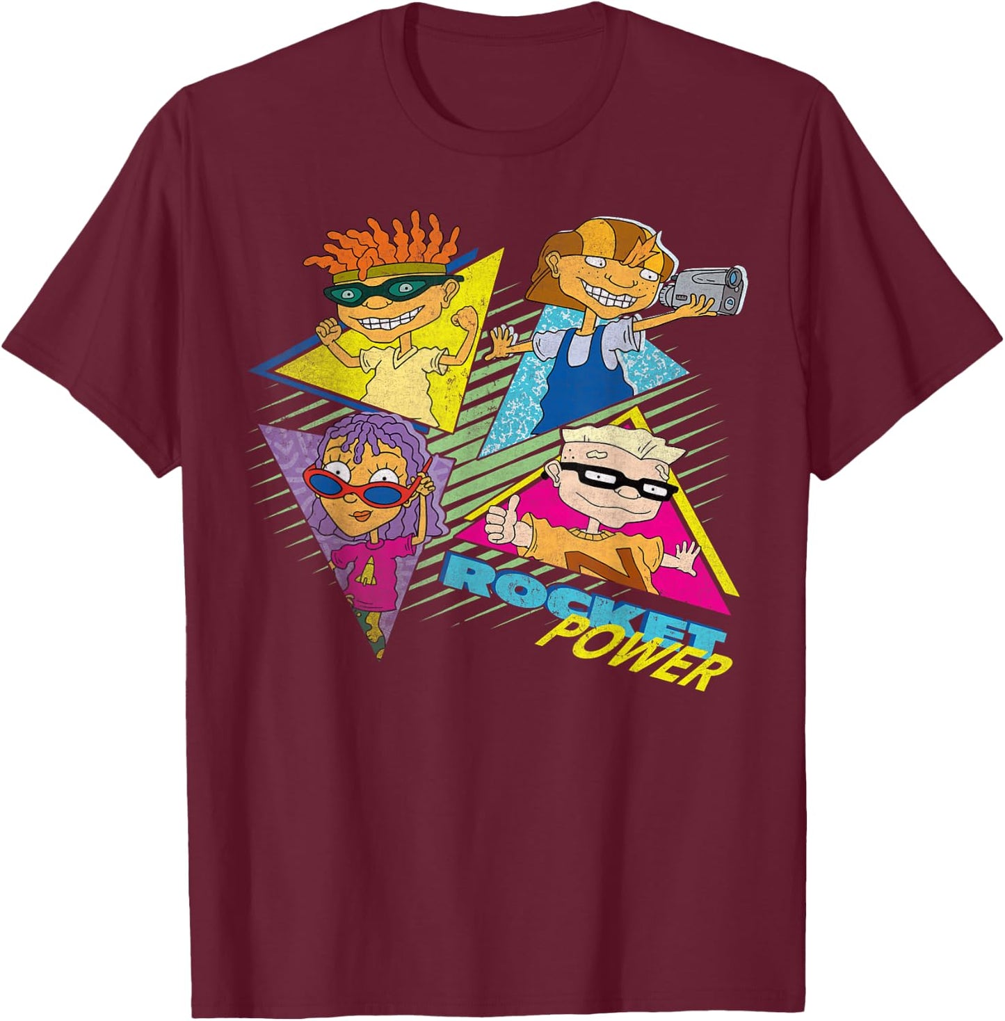 Nickelodeon Rocket Power Character Group Retro T-Shirt - T-Shirt | Maroon