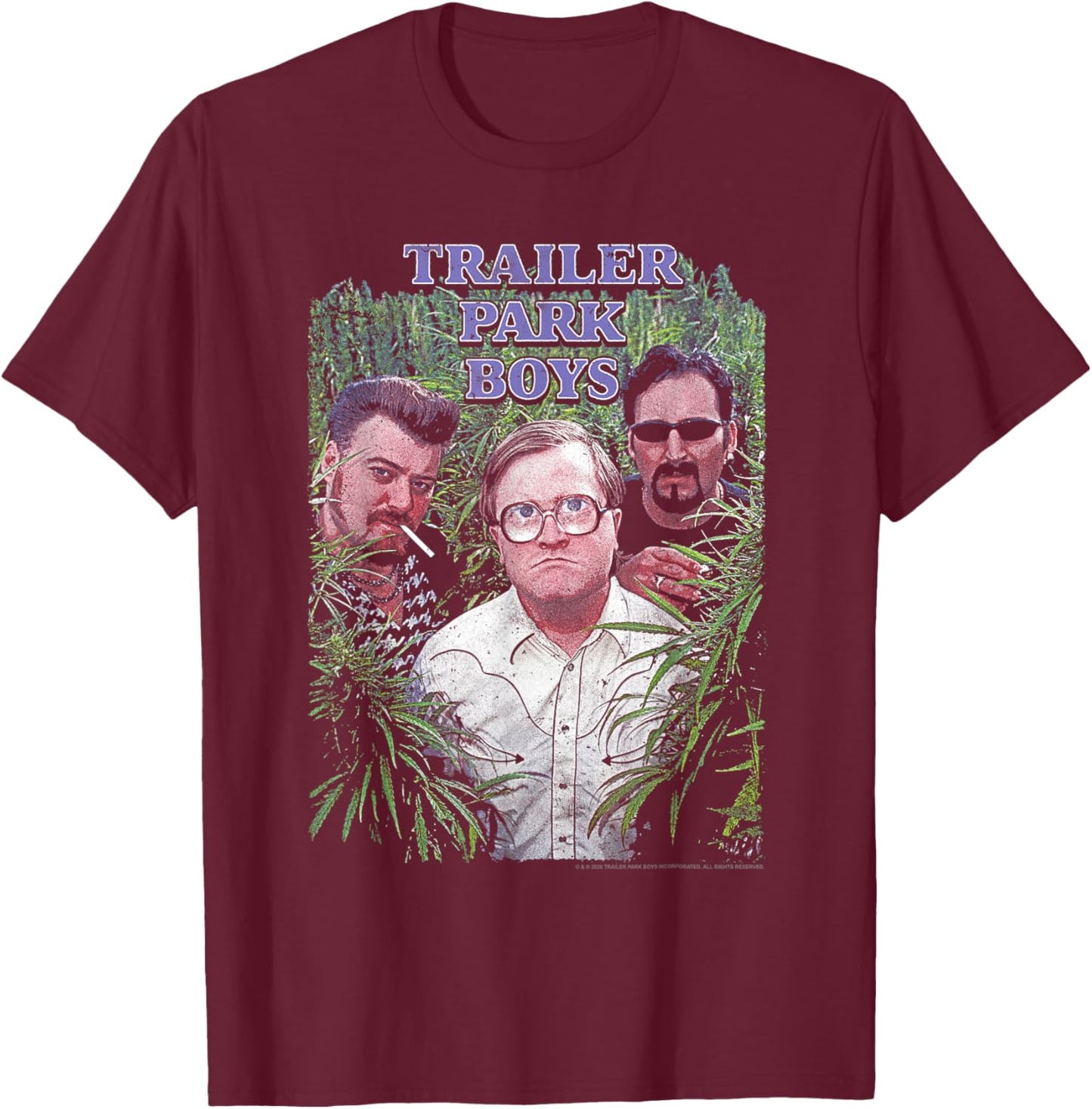 Trailer Park Boys in the Grass Group Photo Funny TV Show T-Shirt - T-Shirt | Maroon