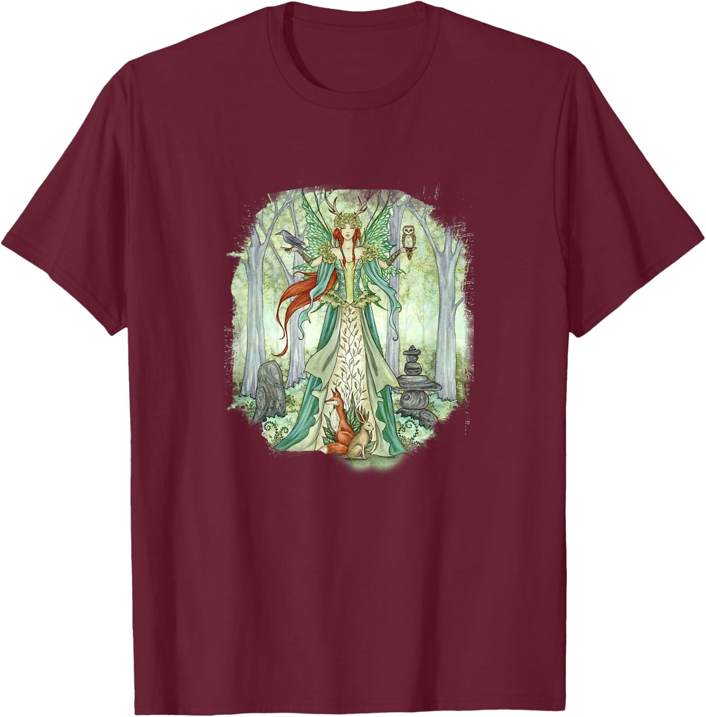 Amy Brown Art, Caretaker, Garden Faery Queen T-Shirt - T-Shirt | Maroon