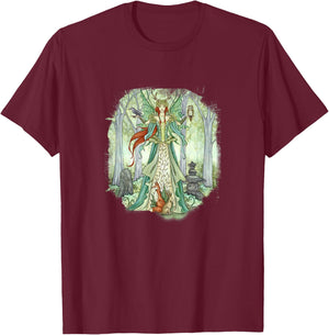 Amy Brown Art, Caretaker, Garden Faery Queen T-Shirt - T-Shirt | Maroon