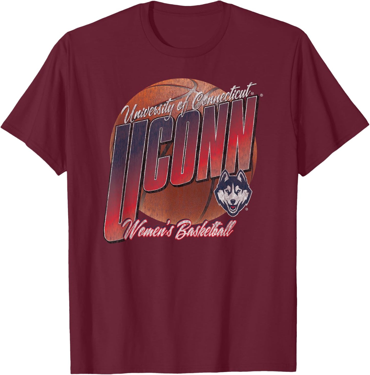 Connecticut Huskies Women's Basketball Vintage Bounce T-Shirt - T-Shirt | Maroon