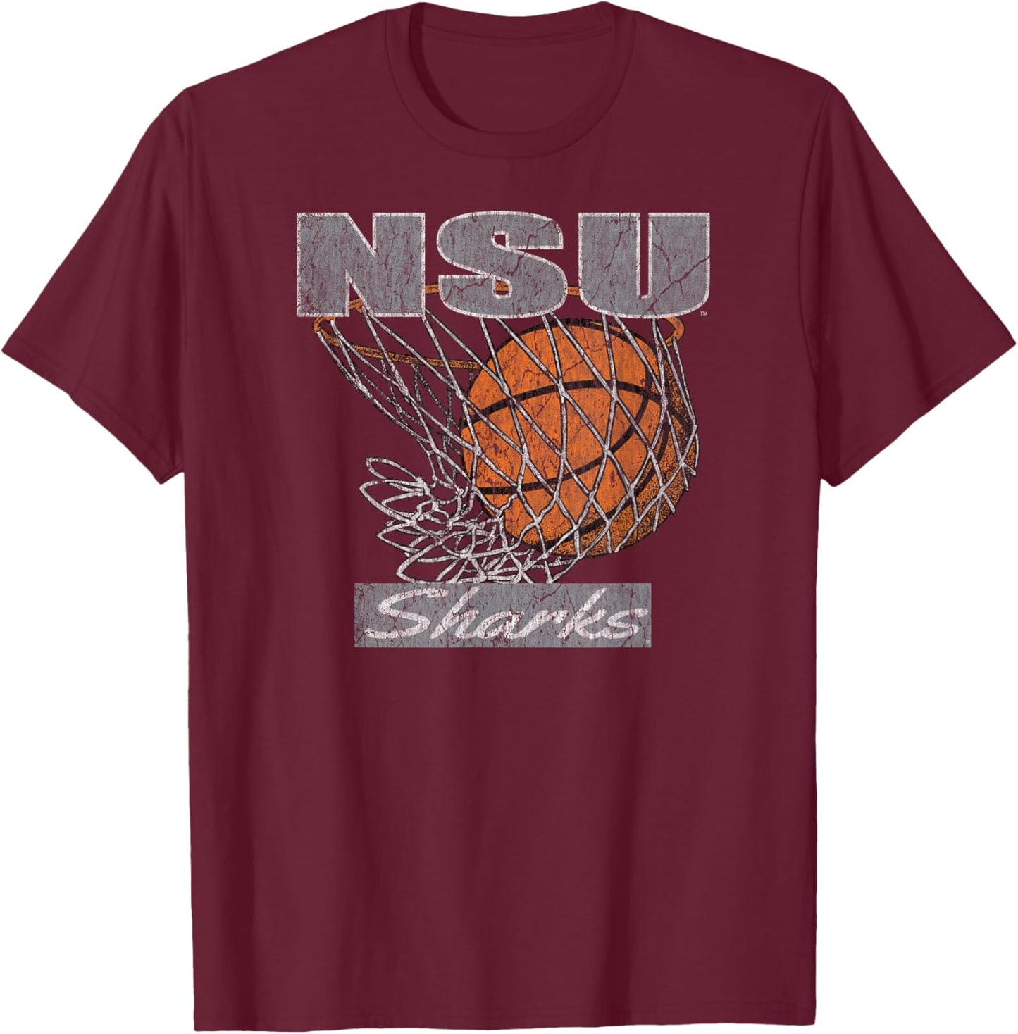 Nova Southeastern Sharks Vintage Basketball 90's Royal T-Shirt - T-Shirt | Maroon