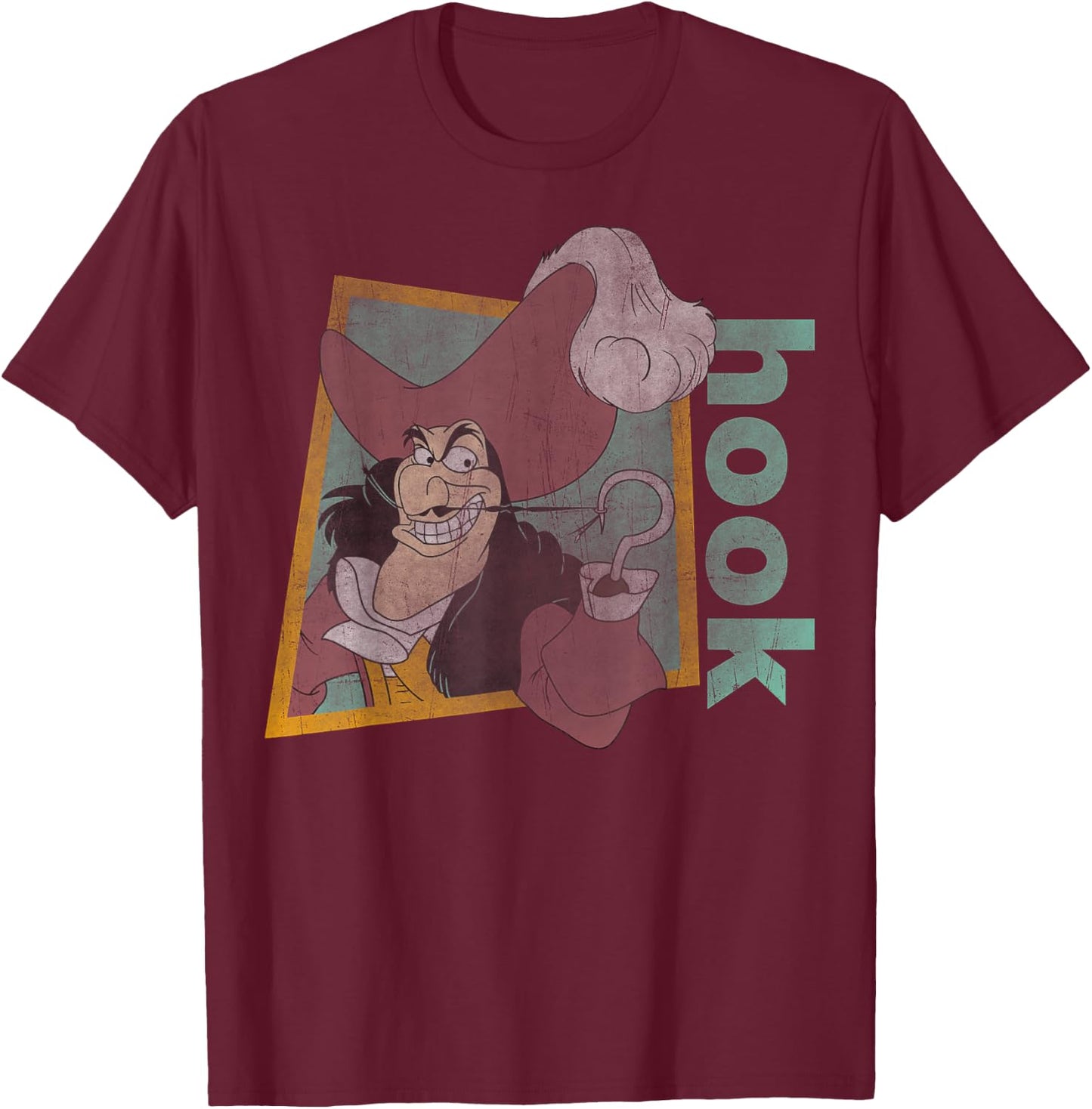 Disney Peter Pan Retro Captain Hook Smirking T-Shirt - T-Shirt | Maroon